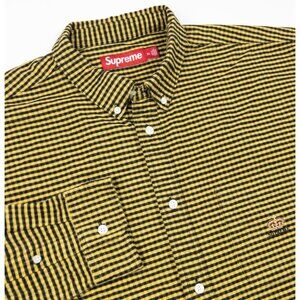 Supreme Loose Fit Flannel Oxford Shirt Men's XL Yellow Plaid Crown Logo FW24S2